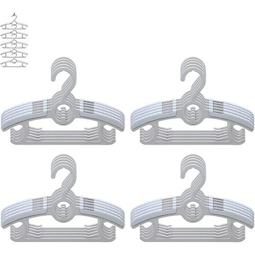 Baby Nursery Closet Hangers, Ultra Thin Non-Slip and Extendable Laundry Infant Pant Hanger for Newborn Clothes 20pcs11-14" Adjustable Children Coat Hanger for Girl Boy Toddler Kids Child