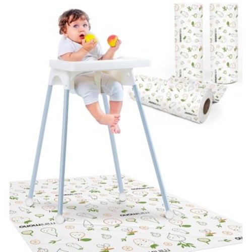 Minimono Disposable Splat Mat for Under High Chair - 30 Pack | 40"x47"| Waterproof Splash Mat for Floor | Baby Activity Mat for Indoor-Outdoor | Baby Lead Weaning Supplies | Catcher for Highchair