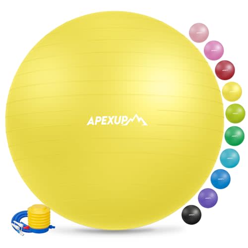 APEXUP Yoga & Pilates Ball - Anti Slip Heavy Duty Gym Ball for Fitness, Balance & Core Workout