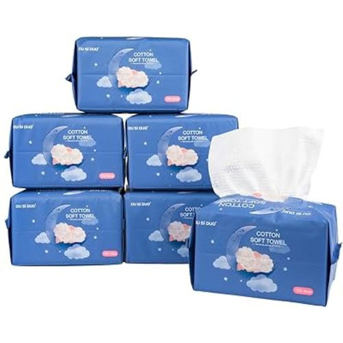 Dry Baby Wipes, Made of 100% cotton, Chemical-free Unscented, Ultra Absorbent Cotton, Wet and Dry Use Tissues for Baby Delicate Skin Clean, 600 count (pack of 6)