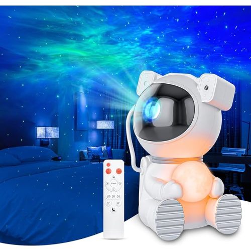 Astronaut Galaxy Projector, Star Projector with Timer and Remote, Galaxy Projector with Moon Lamp, LED Nebula Night Light for Kids, Adults, Room Decor, Gift - White