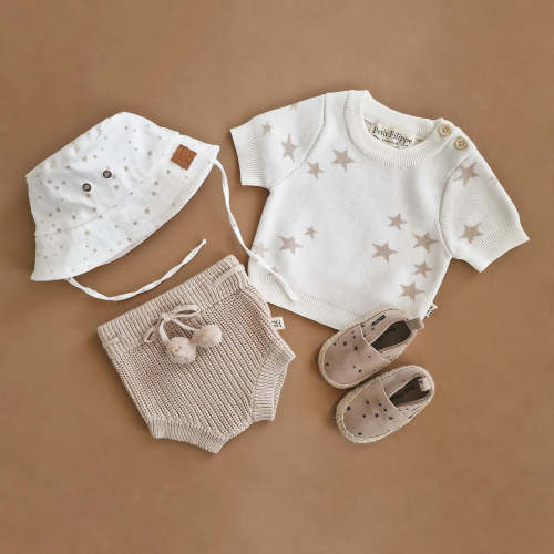 Starry Sweater - Short Sleeve - Cotton - Ivory