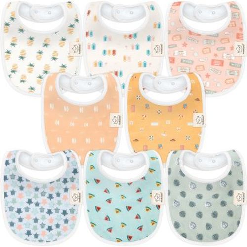 Keababies 8pk Organic Baby Bibs For Boy, Baby Drool Bib For Baby Boys And Girls, Newborn Teething Bibs (wilderness)