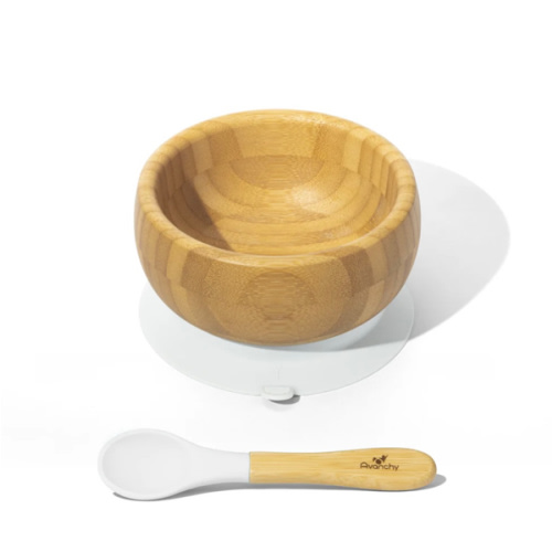 Avanchy | Bamboo Baby Bowls - BLW Suction Infant Feeding Bowl + Spoon