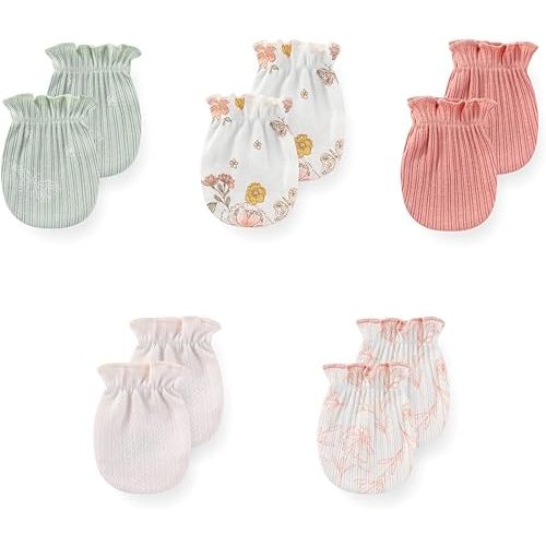5 Pack Unisex New Born Boy Girls No Scratch Mittens Cotton Soft Baby Gloves Accessory 0-3 Months Infant Essentials