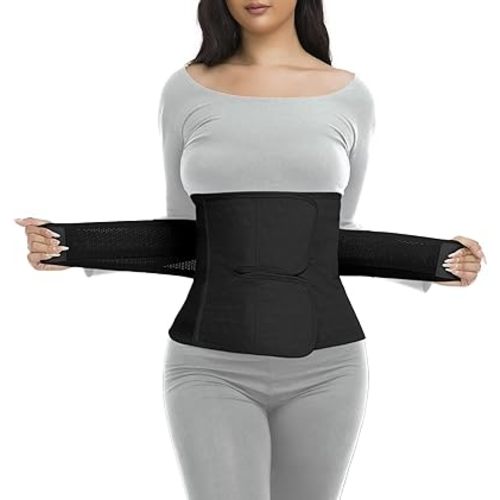 ChongErfei Postpartum Belly Band & Abdominal Binder Post Surgery Compression Wrap Recovery Support Belt (For waistline 25.5"-33",S/M, Black)