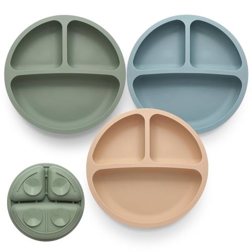 Amazon.com: Eascrozn Toddler Plates 3 Pack, Divided Suction Plates for Baby, 100% Food Grade Silicone Baby Plates, Non-Slip, Baby Led Weaning Supplies, Microwave & Dishwasher Safe : Baby