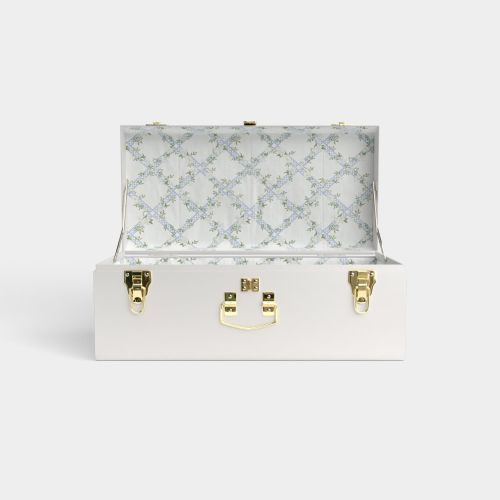 Petite Classic Trunk - White - Timeless Trellis / Embroidery