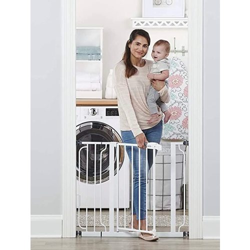 Regalo Easy Step 38.5-Inch Wide Walk Thru Baby Gate, Includes 6-Inch Extension Kit, Pressure Mount Kit, Wall Cups and Mounting Kit, 4 Count (Pack of 1) - 38.5" Wide