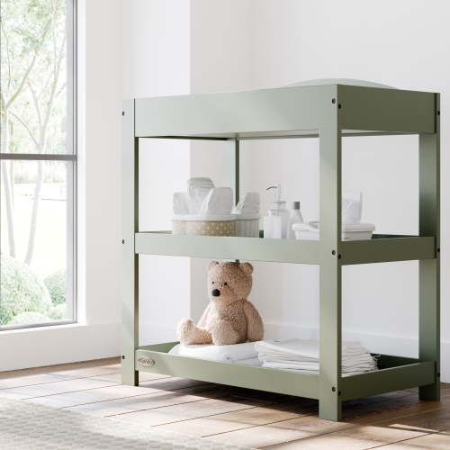 Graco Customizable Infant Changing Table with Changing Pad, Olive