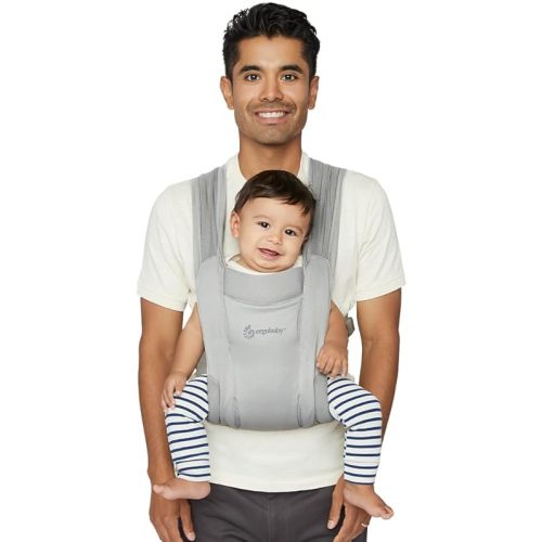 Ergobaby Embrace Baby Carrier Newborn to Toddler - Lightweight Ergonomic Baby Carriers - Cozy Essentials (7-25 Pounds), Soft Air Mesh, Soft Grey