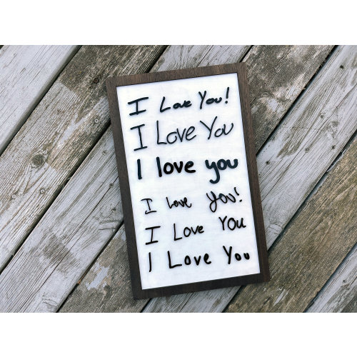 I love You Handwriting Sign | Handwriting Sign 3D with wood and acrylic | Parent, Grandparent, Aunt, Uncle, Nursery Personalized Gift