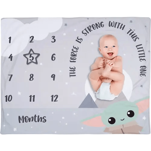 Lambs & Ivy Star Wars The Child/Grogu/Baby Yoda Fleece Milestone Blanket w/Star