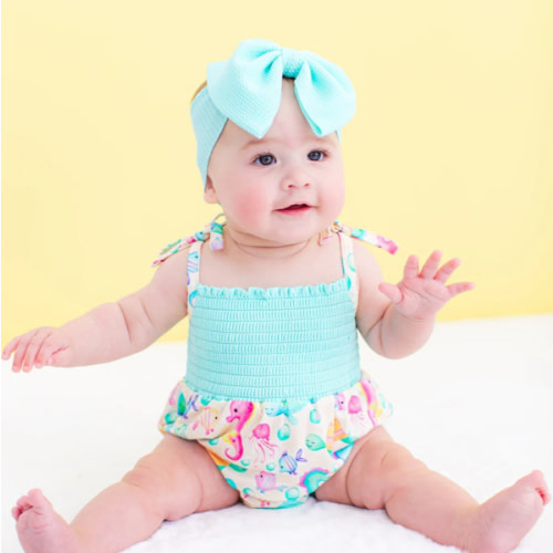 coral smocked birdie bubble