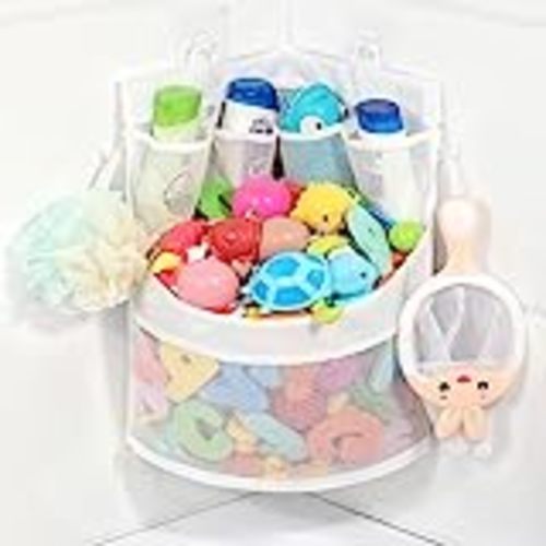 Amazon.com: Baby Bath Toy Organizer, quick drying, and mould proof, Multiple-Suspension Bath Toy Holder, Large Capacity Multi Use Bathtub Toy Storage Bag(1 Large, White) : Toys & Games