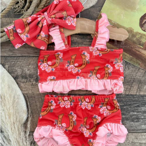 Wildflower Horseshoe Two Piece Ruffle Swimsuit (Minis)