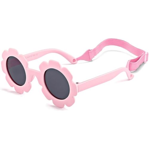 FBHLZ Baby flower Sunglasses with Strap girls polarized sunglasses Flexible Bendable Newborn UV400 Sunglasses for 0-24 months