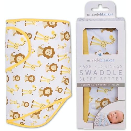 Miracle Blanket Swaddle Wrap - Boy, Girl, or Neutral Receiving Baby Blanket - Soft, Wearable Sleep Sack Essential for Newborns and Infants (Giraffes & Lions)
