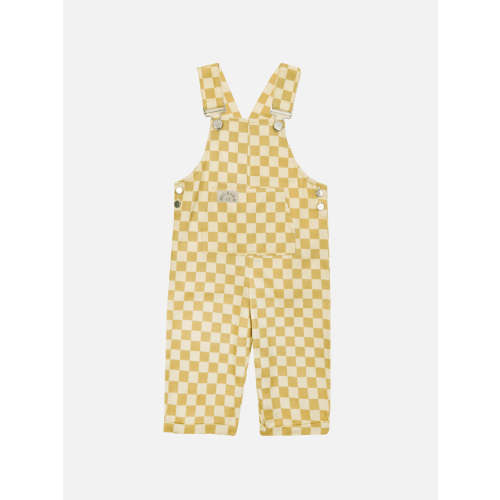 CHECK OCHRE DUNGAREE 6-12 month