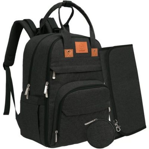 Keababies Diaper Bag With Changing Pad - Waterproof Baby Bag, Travel Diaper Bags, Baby Diaper Bag Backpack (trendy Black)