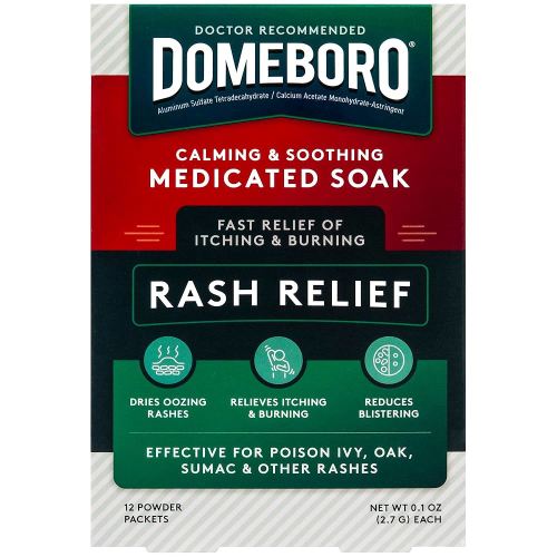 Domeboro Medicated Soak Rash Relief (Burow’s Solution), 12 Count (Pack of 1) - Packaging May Vary