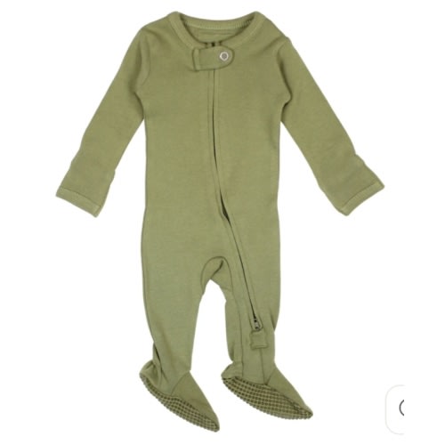 Organic 2-Way Zipper Footie in Sage – L'ovedbaby (0-3mo)
