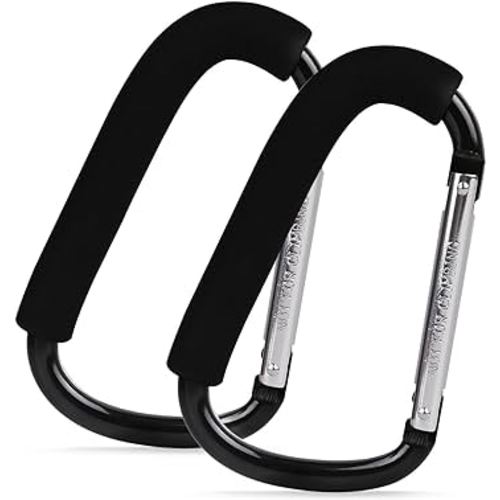 Baby Stroller Hooks for Hanging Diaper Bags-2 pack 6.3” Mommy Stroller Clip and Stroller Accessories Organizer Hook-X Large Carabiner Clips for Mom Purse Shopping Grocery Bag