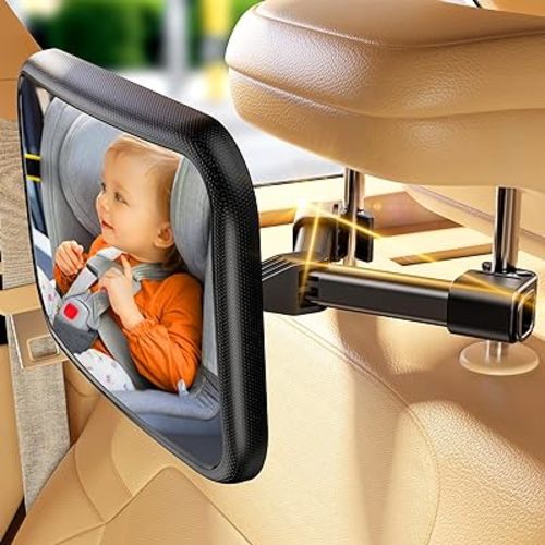 Baby Car Mirror for Baby Hook Clip Design Shake Baby Mirror for Car Seat Mirror Rear Facing Never Shake Easy Install Back Seat Mirror for Baby Crystal Clear View ShatterProof Crash Tested