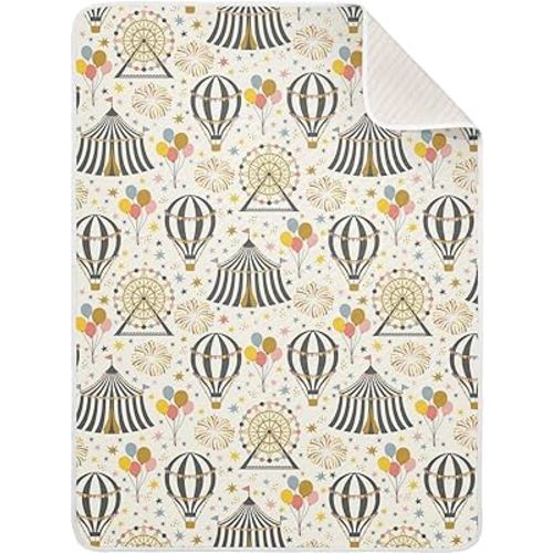 Nnamluu 30"X40" Baby Cotton Blanket Circus Theme Pattern Nursery Blankets for Infants Receiving Blanket Swaddle Blanket