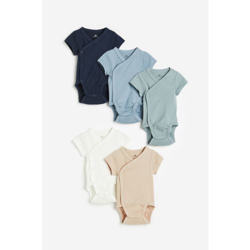 5-pack Cotton Bodysuits, Dark blue/Blue