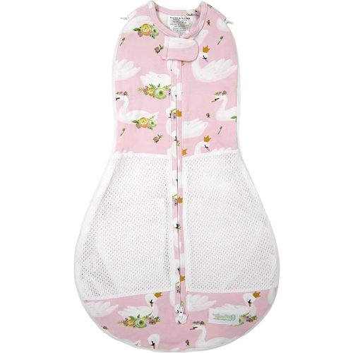 Woombie Grow with Me Air Baby Convertible Swaddle Blanket, Vented Swaddle Fits Babies 0-9 Months, Expands to Wearable Blanket for Babies up to 18 Months, Princess Swan