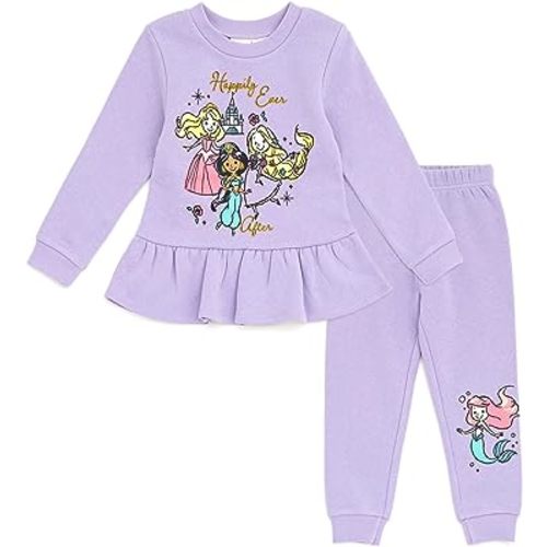 Disney Girls Fleece Sweatshirt and Jogger Pants Outfit Set Newborn to Big Kid Sizes (Newborn - 14-16)