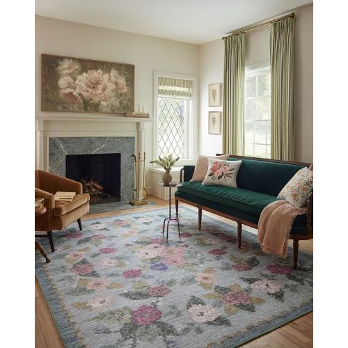 Loloi Rifle Paper Co. Rosa Collection RSA-02 Sky 5'-0" x 7'-6" Area Rug