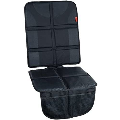 Lusso Gear Car Seat Protector, Thick Padding, 2 Mesh Storage Pockets, Waterproof, Protects Fabric or Leather Seats from Child Car Seat and Pets, Non-Slip Rubber Padded Backing, No Imprint (Black)