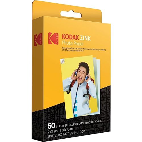 Zink KODAK 2"x3" Premium Photo Paper (50 Sheets) Compatible with KODAK Smile, KODAK Step, PRINTOMATIC, 50 count (Pack of 1)