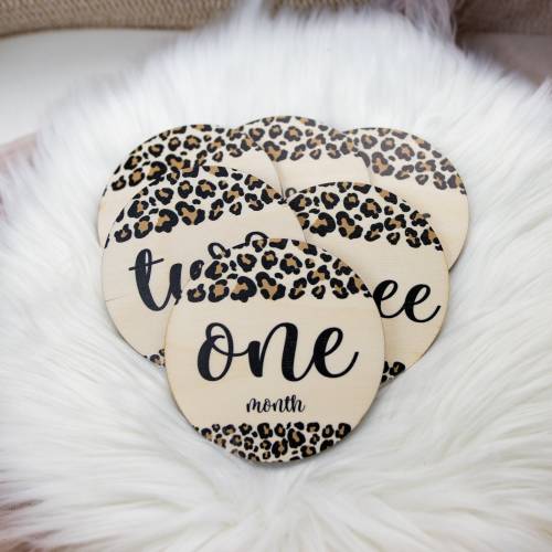 Leopard Print Milestone Cards, Leopard Print Milestone Markers, Wood Milestone Cards, Baby Milestones, Photo Prop, Leopard Nursery Theme G84