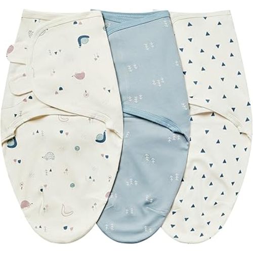 insular Baby Swaddle Wrap, Swaddle Blanket for Newborn and Infant, Adjustable Swaddle Set for Boy and Girl, Soft Cotton Baby Sleep Sack 3 Pack (Small(0-3M), Snail&Hedgehog)