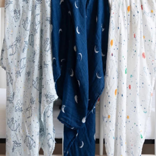Dark Blue Star Print Swaddle 3pk | aden + anais