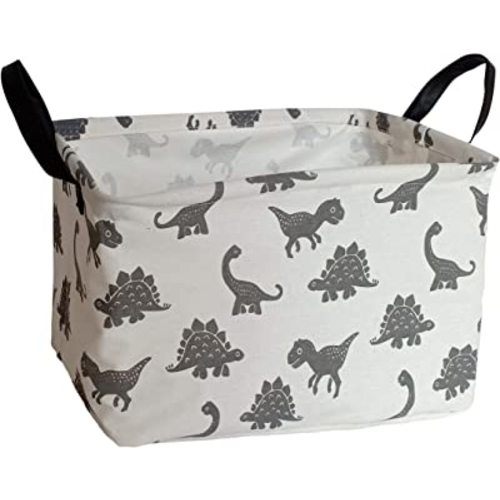 Rectangular Storage Bin Shelf Basket Canvas Fabric Toy Box,Waterproof Coating Nursery Hamper with Handles,Gift Basket for Home,Office,ClothesBooks(REC Dinosaur)