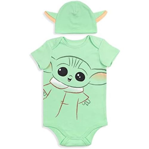 STAR WARS The Mandalorian The Child Darth Vader R2-D2 Baby Cosplay Bodysuit and Hat Set Newborn to Infant