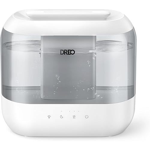 Dreo Top Fill 4L Humidifiers for Bedroom, 36H Runtime, 28 dB Quiet Cool Mist Supersized Air Humidifier for Large Room, Plants, Baby Nursery, Indoor, Night Light, Easy to Clean & Fill, Gray