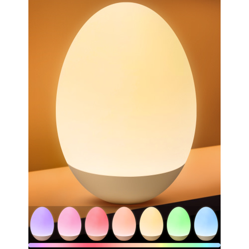 Night Light for Kids, Egg Light for Nursery with RGB Colors Changeable & Stepless Dimming, Rechargeable Tap Light with 1h Timer & Touch Control, Portable Night Light for Babies BPA Free