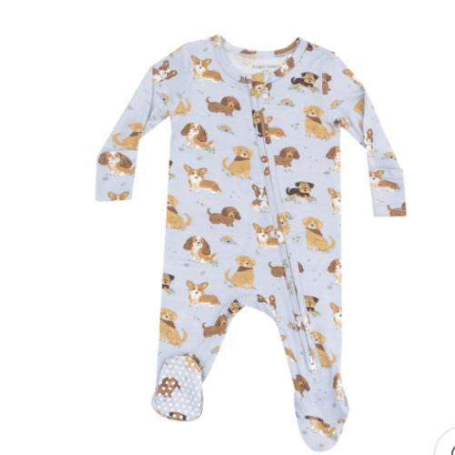 2 Way Zipper Footie - Best Friend Dogs Blue – Angel Dear