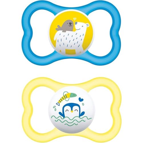 MAM Air Baby Pacifier, For Sensitive Skin, Sterilizer Case, 2 Pack, 16+ Months, Boy