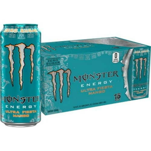 Monster Energy Ultra Fiesta Mango, Sugar Free Energy Drink, 16 Ounce (Pack of 15)