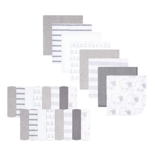 Hudson Baby Infant Unisex Rayon from Bamboo Washcloth Bundle, Gray Sheep, One Size - Gray Sheep - One Size