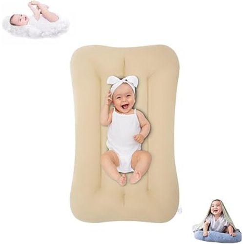 Baby Lounger 0-24 Months, Baby Lounger for Newborn, Soft Organic Cotton Breathable Lounger for Infants (Apricot Baby Lounger)
