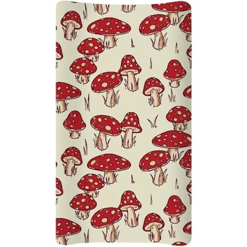 Mushroom Baby Changing Pad Cover Stretchy Diaper Changing Cover Infant/Toddler Waterproof Breathable Universal Tray Table Mat