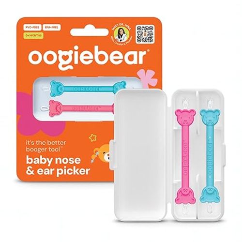 oogiebear Baby Nose Cleaner & Ear Wax Removal Tool - Safe Booger & Earwax Removal for Newborns, Infants, Toddlers - Dual-Ended - Essential Baby Stuff