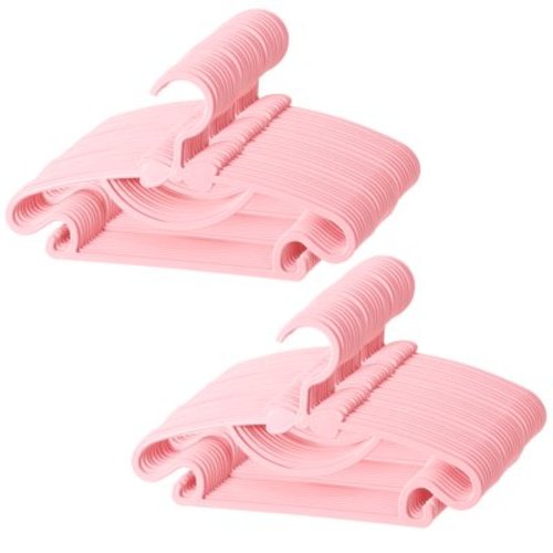 KABOER 100 Pcs Baby Hangers for Closet, Plastic Kids Hangers for Nursery, Childrens Hangers, Cascading Plastic Childrens Hangers and Infant Hangers for Closet